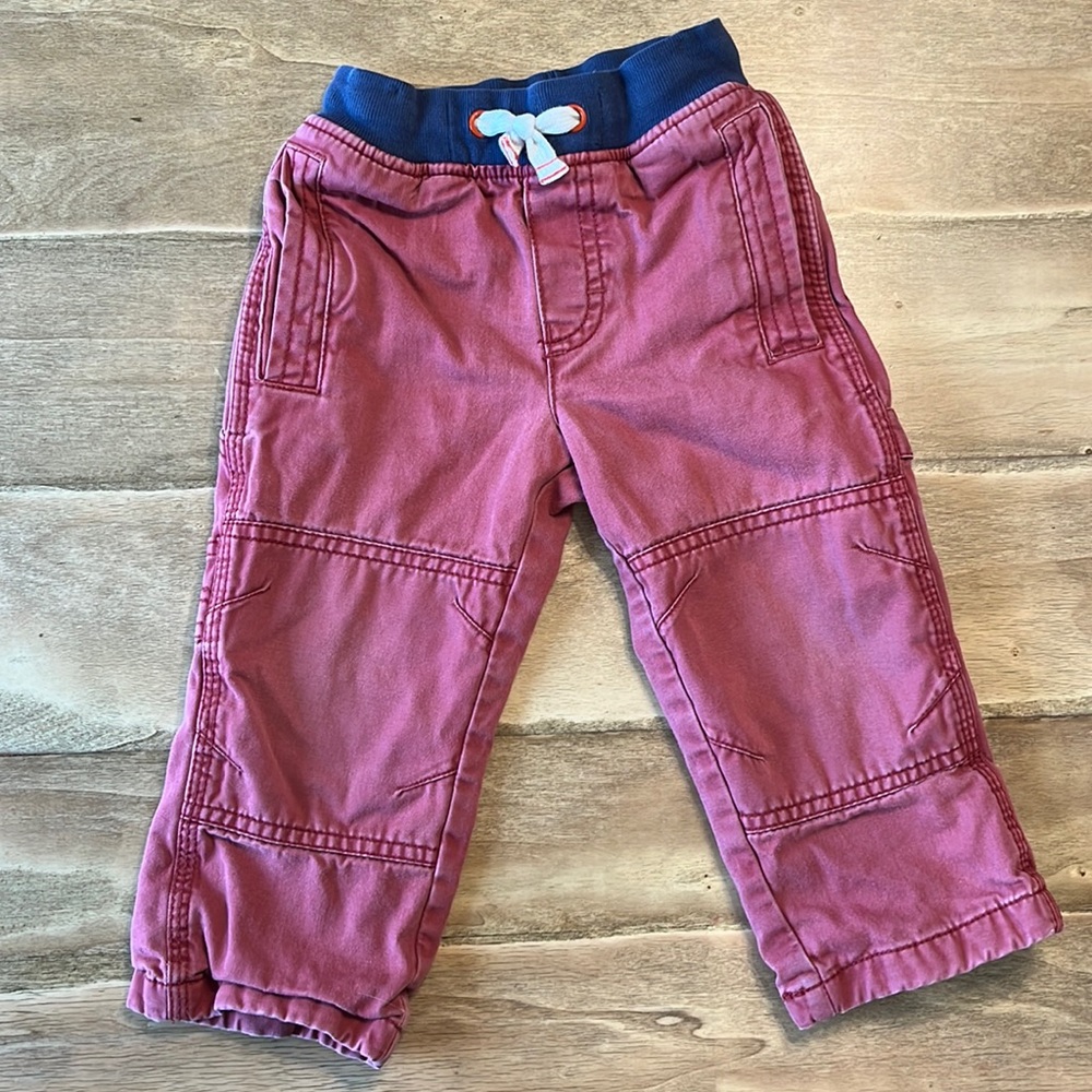 Mini Boden size 2 lined cargo pants burnt red navy
